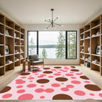 Pink Brown Polka Dot Cluster Rug