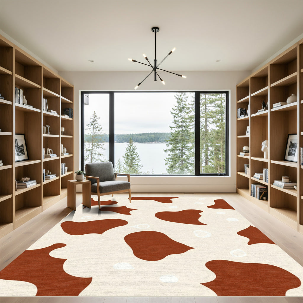 Brown Cream Cow Spots All Over Rug