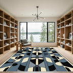 Slate Blue Geometric Abstract Shapes Rug