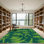 Green Fern Frond Tropical Lush Rug