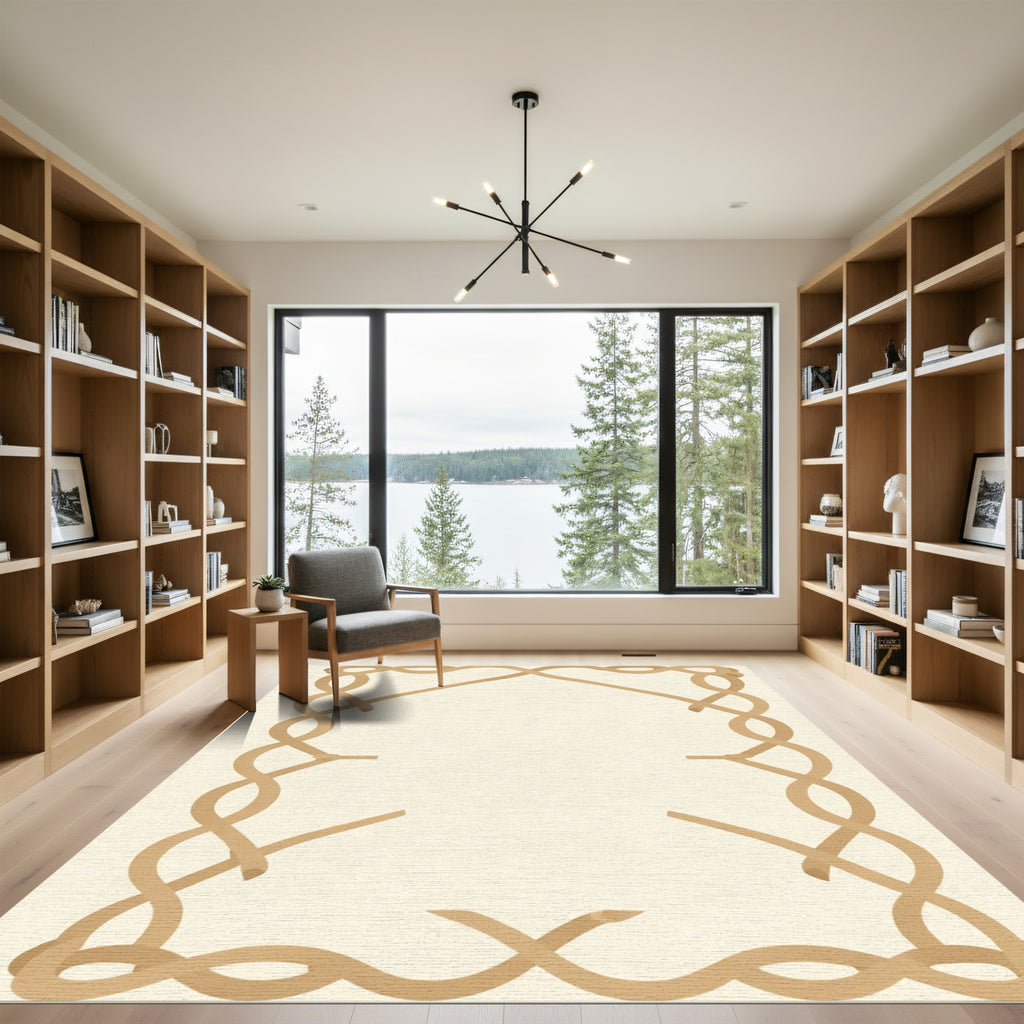 Tan Intertwined Rope Border Rug