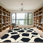 Bold Black Cream Interlocking Curves Rug