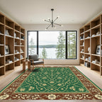 Verdant Floral Lattice Border Art Rug