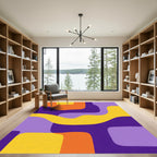 Vibrant Purple Orange Yellow Abstract Flow Rug