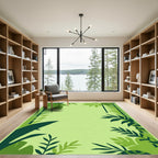 Lush Green Tropical Bamboo Foliage Rug