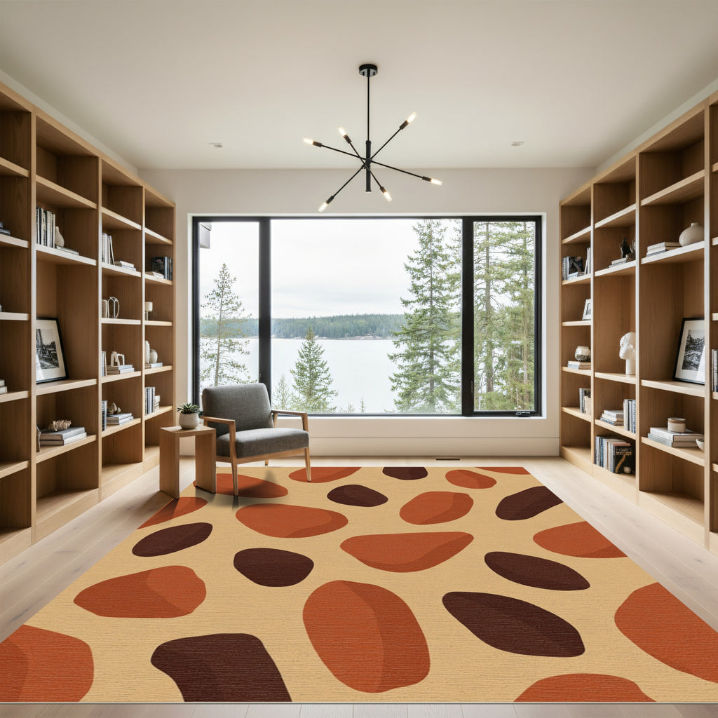 Terracotta And Brown Irregular Shapes Rug