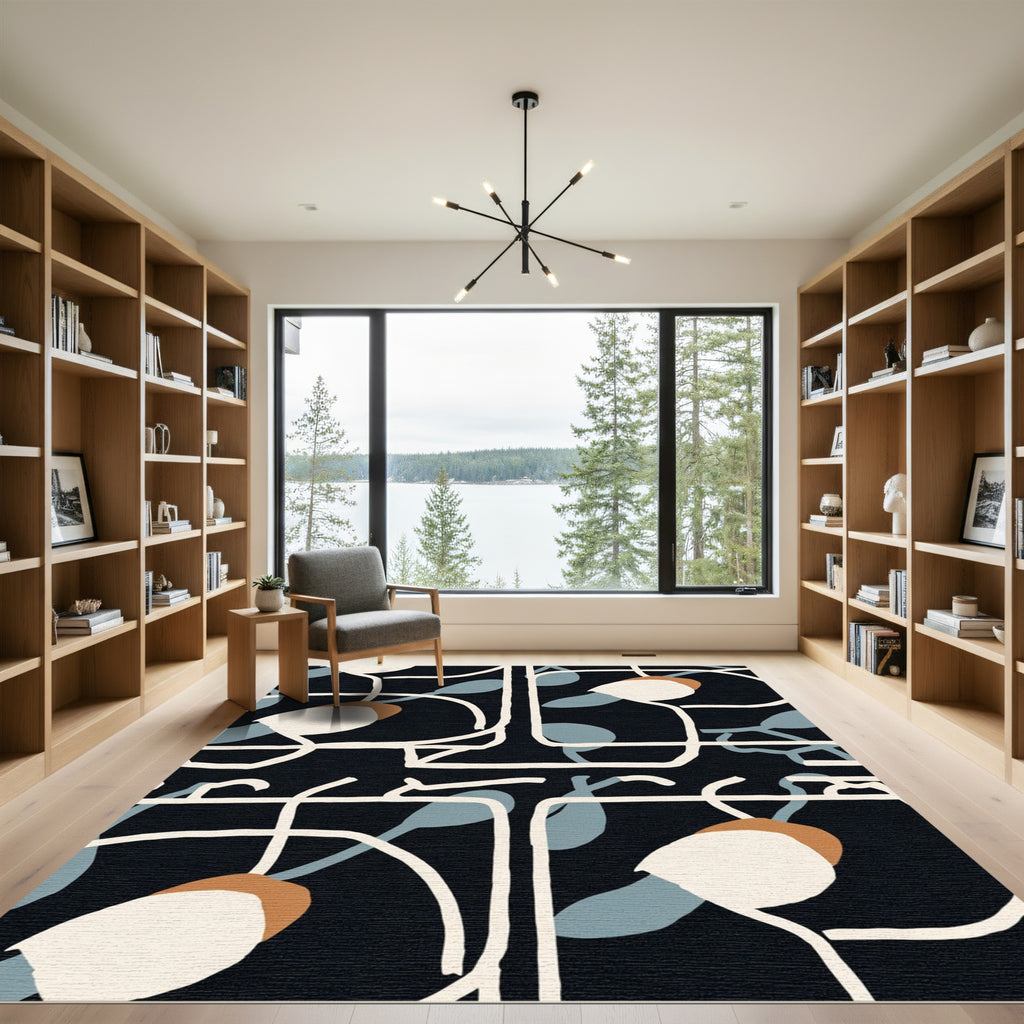 Modern Abstract Floral Lines Rug