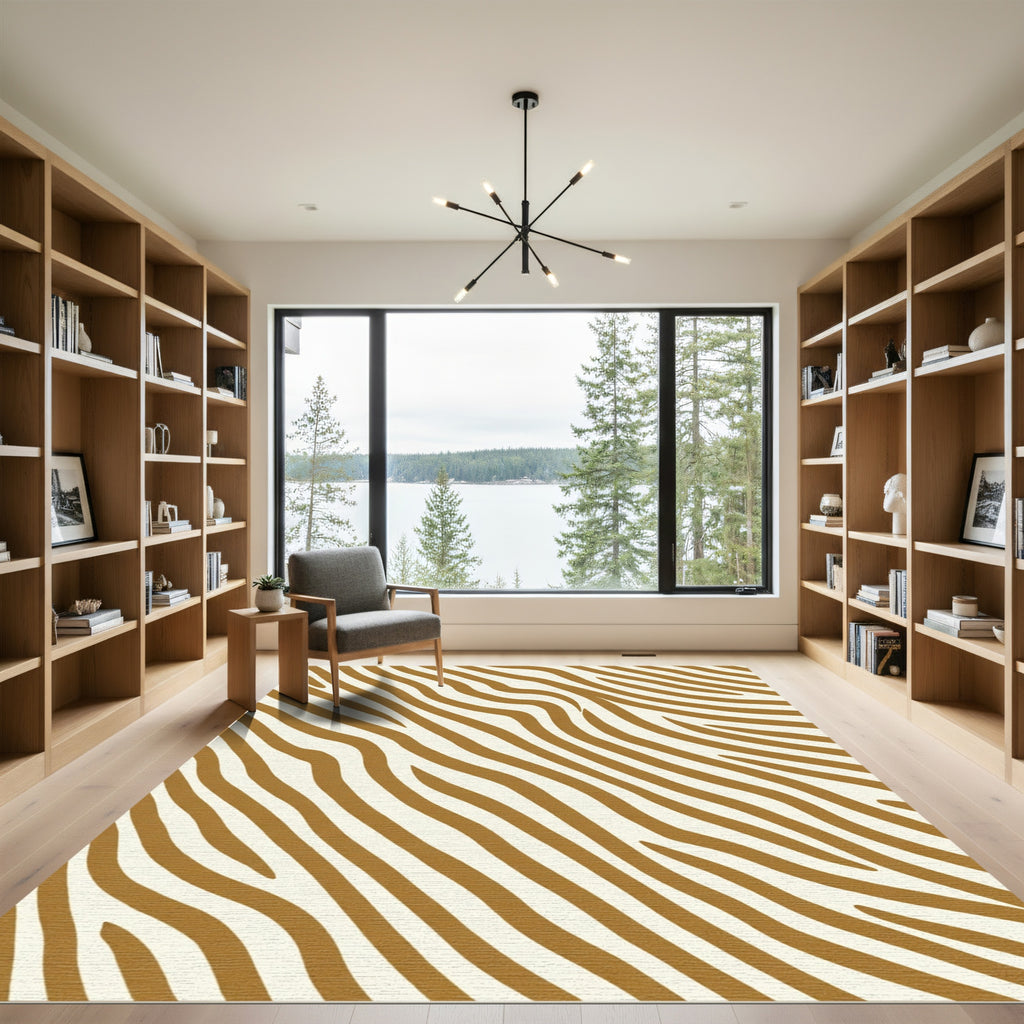Golden Caramel Zebra Stripes Rug