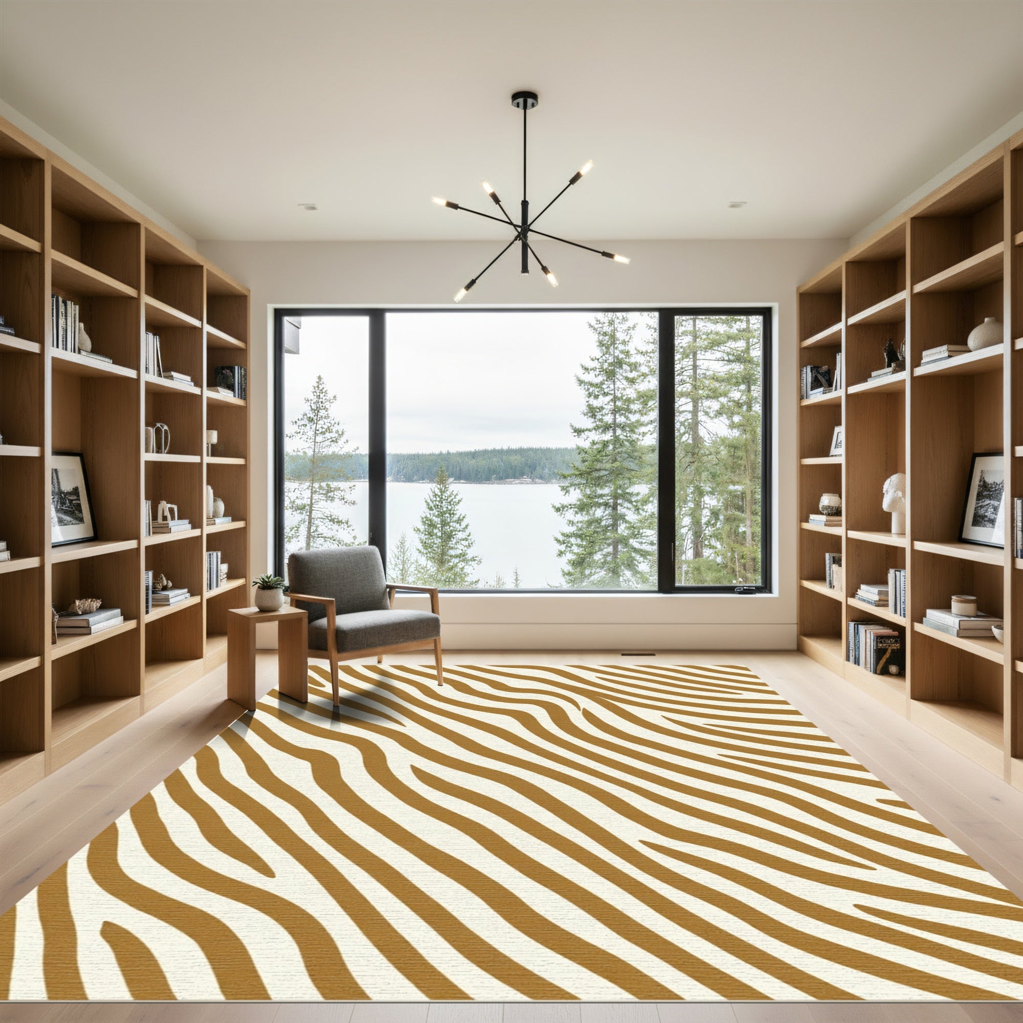 Golden Caramel Zebra Stripes Rug