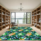 Bold Emerald Abstract Organic Swirl Rug