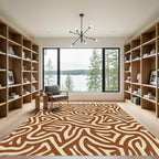 Organic Brown Tan Abstract Swirls Rug