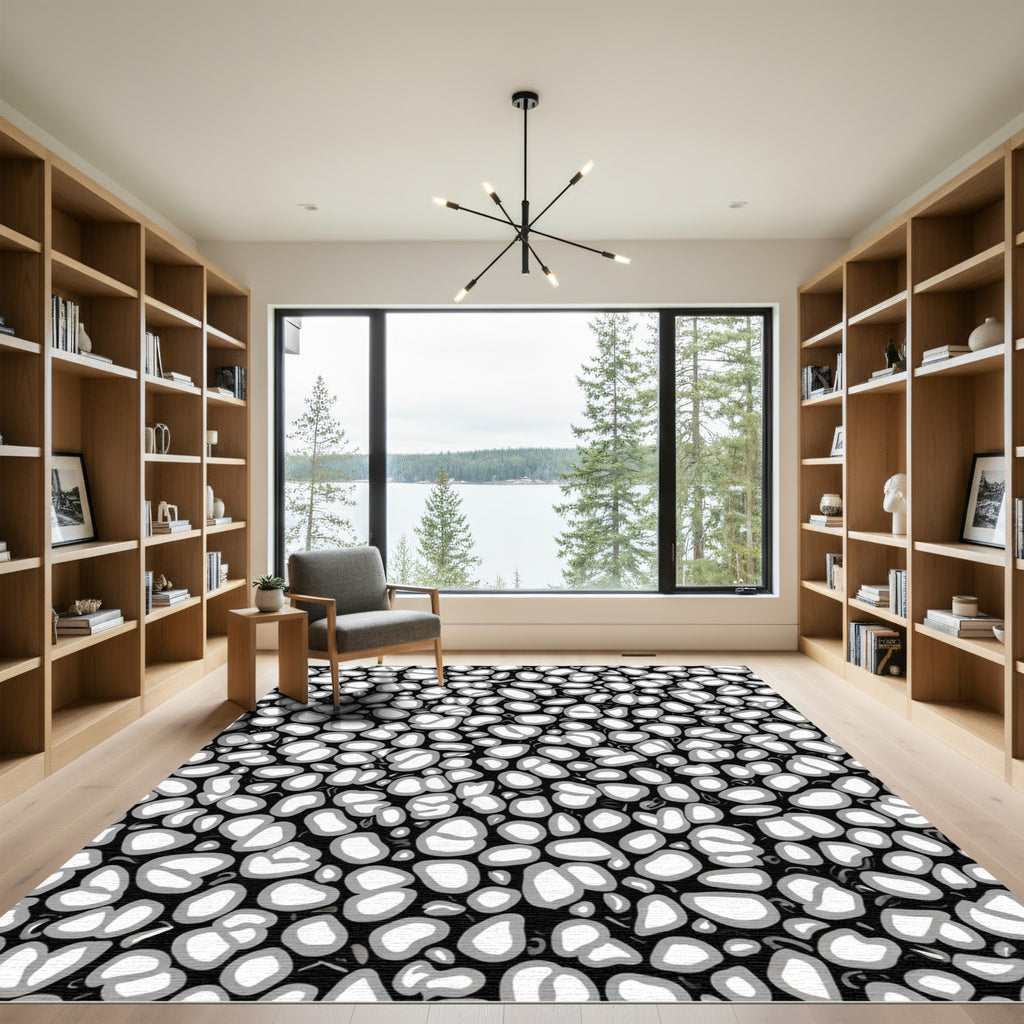Abstract Pebble Gray Organic Texture Rug