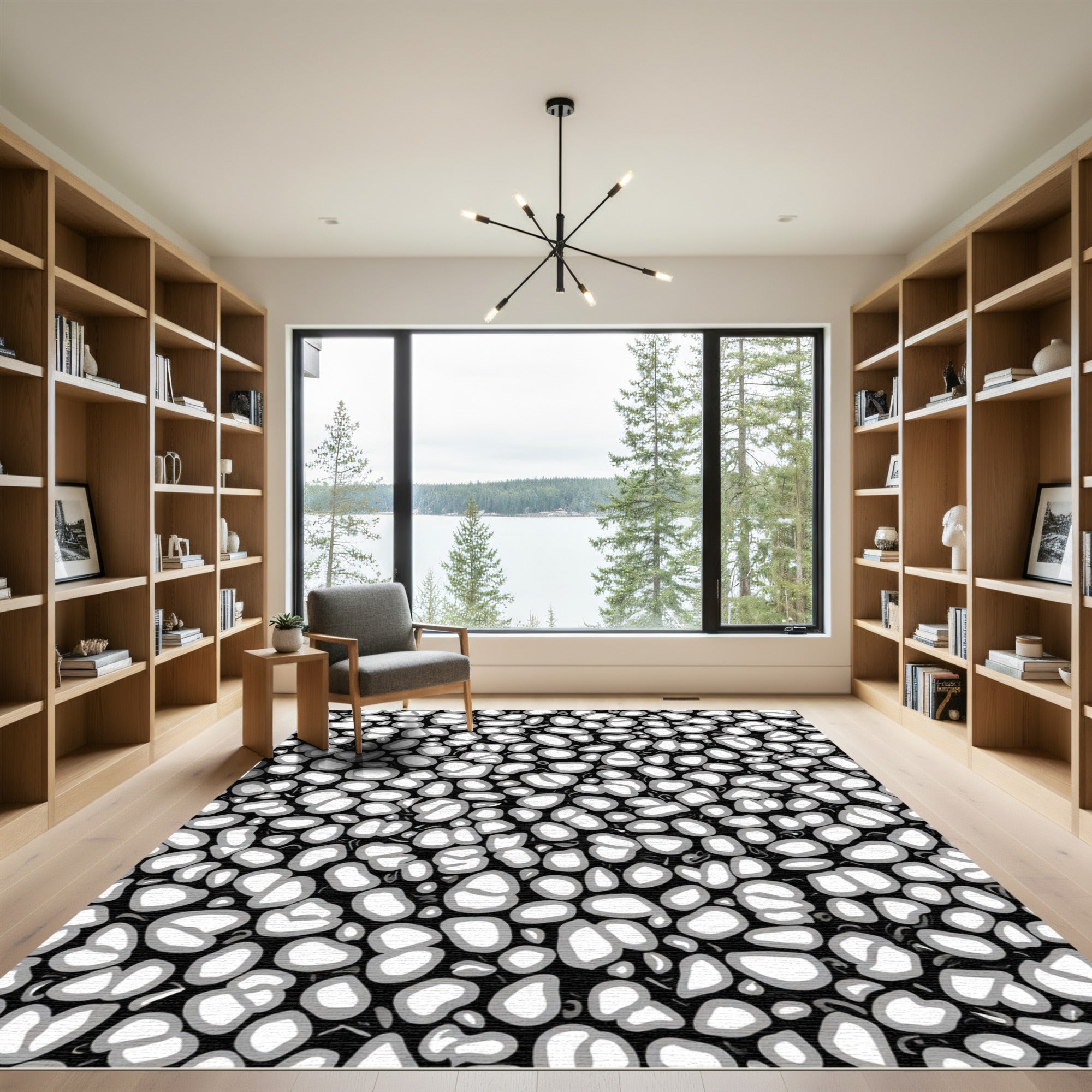 Abstract Pebble Gray Organic Texture Rug