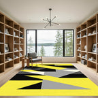 Abstract Yellow Black Slate Geometric Angles Rug