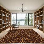 Brown and Gold Swirling Organic Vine Rug