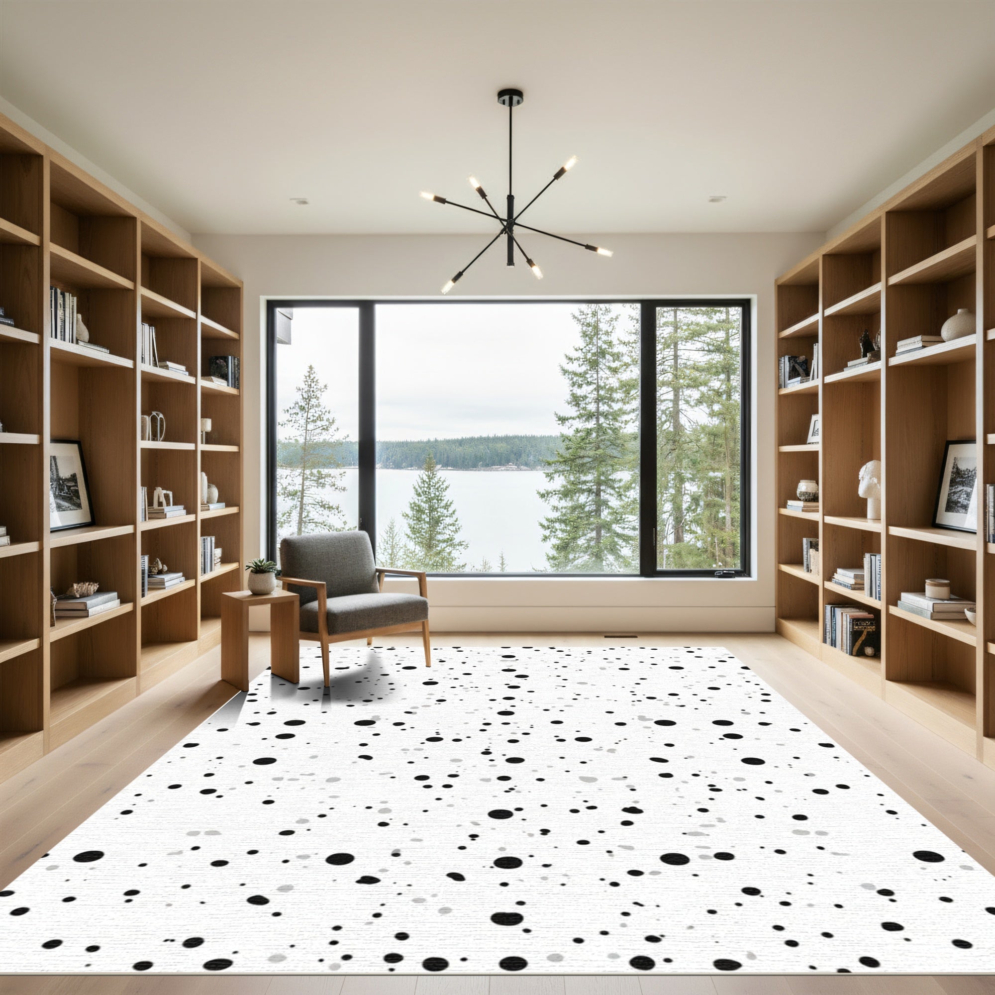 Monochromatic Splatter Dot Collage Rug