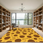 Brown Dot Swirl Warm Yellow Field Rug