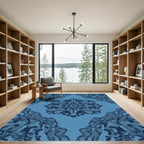 Deep Blue Floral Mandala Repeat Rug