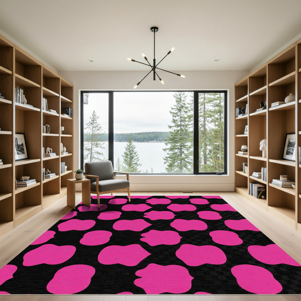 Bold Hot Pink Amoeba Shapes Rug