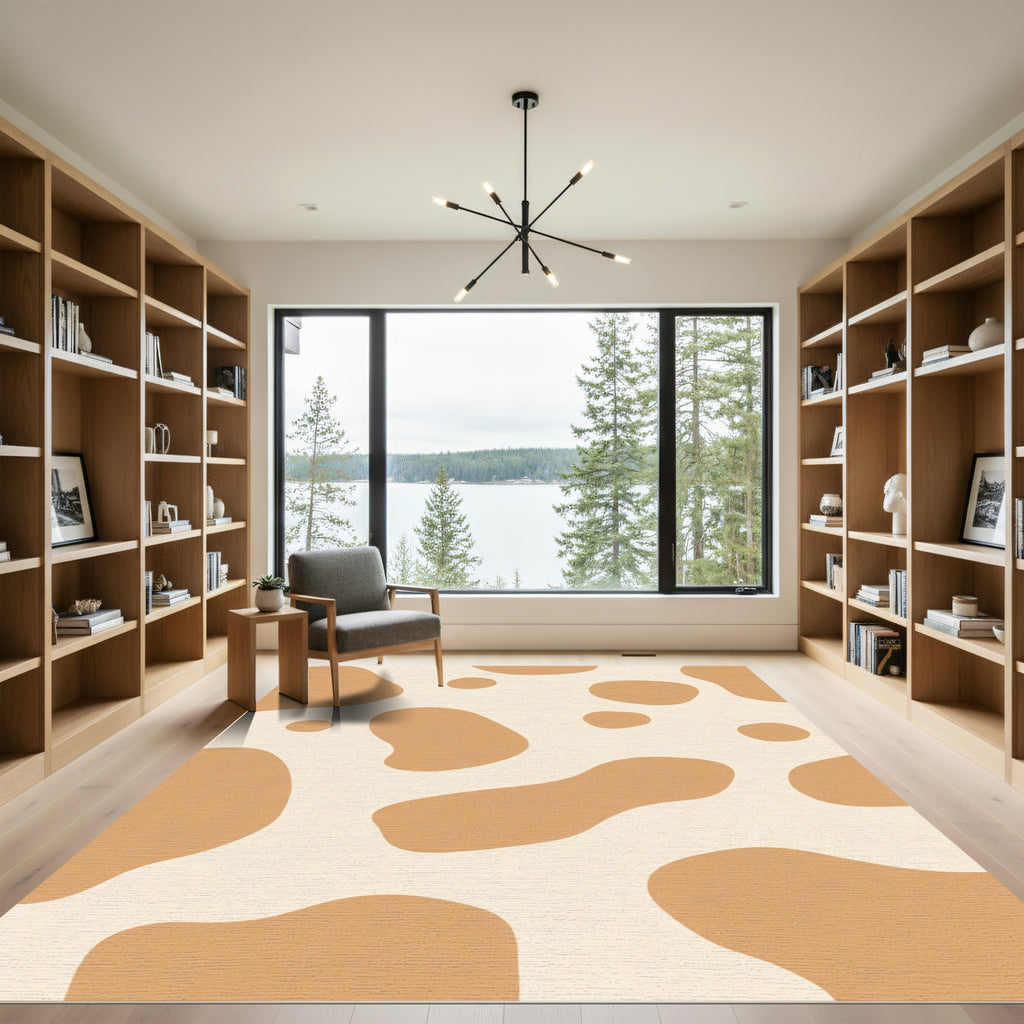 Brown Spots Cream Abstract Field Rug