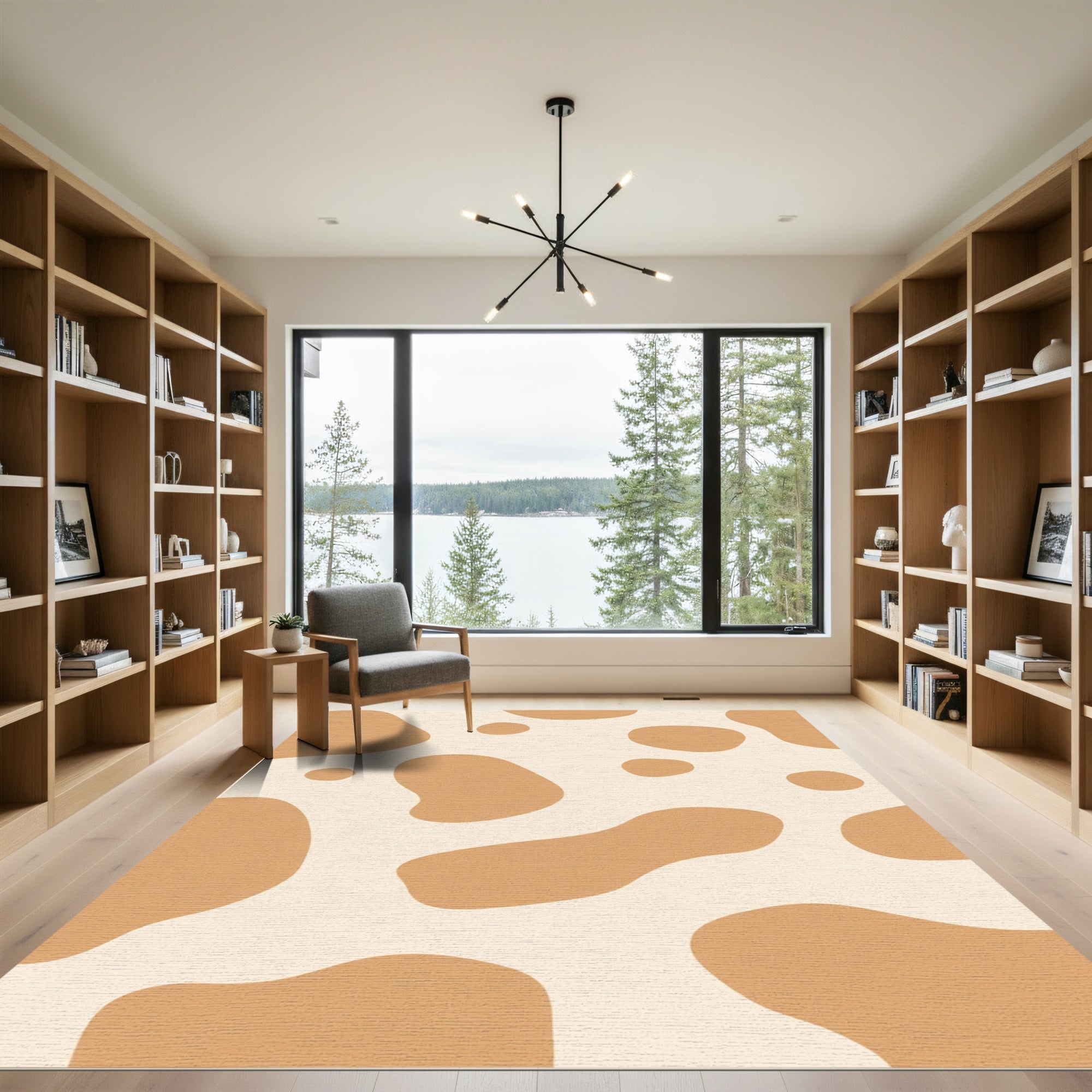 Brown Spots Cream Abstract Field Rug