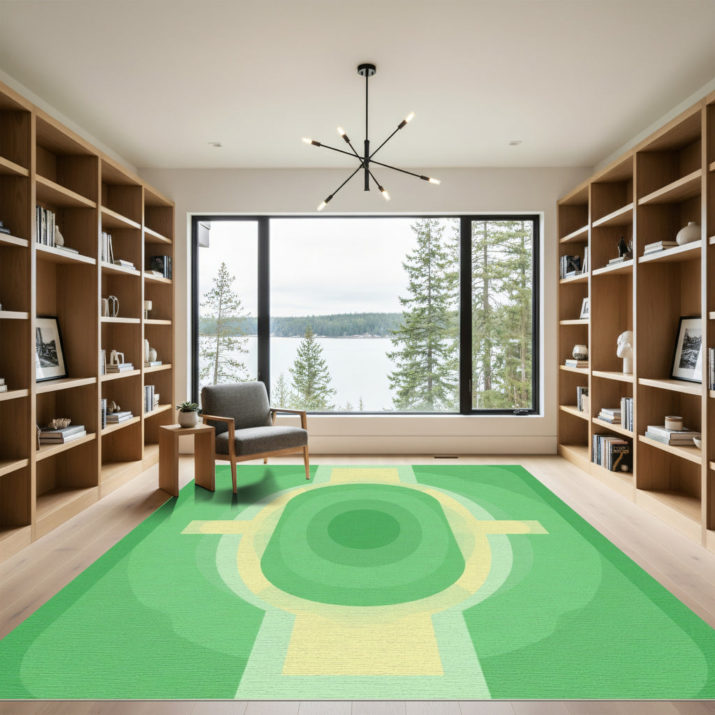 Green Yellow Gradient Layered Arch Rug