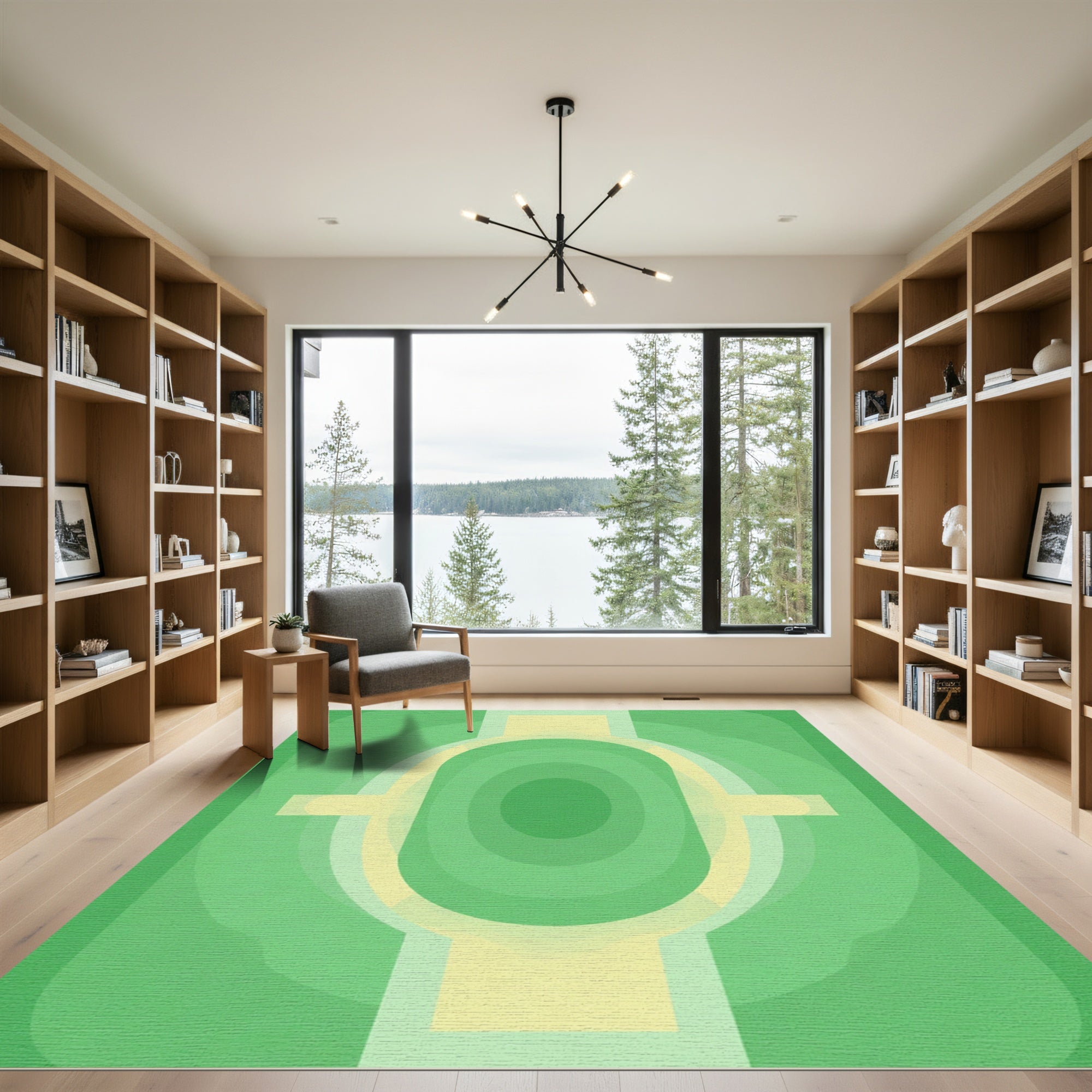Green Yellow Gradient Layered Arch Rug