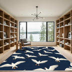 White Seagulls In Deep Blue Sky Rug