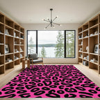 Bold Pink Black Leopard Spots Rug