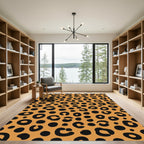 Bold Orange Black Leopard Spots Rug