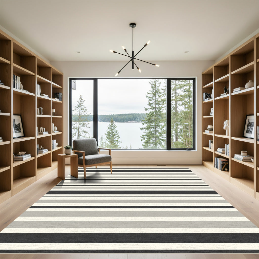 Subtle Shadowed Gray Stripe Arrangement Rug