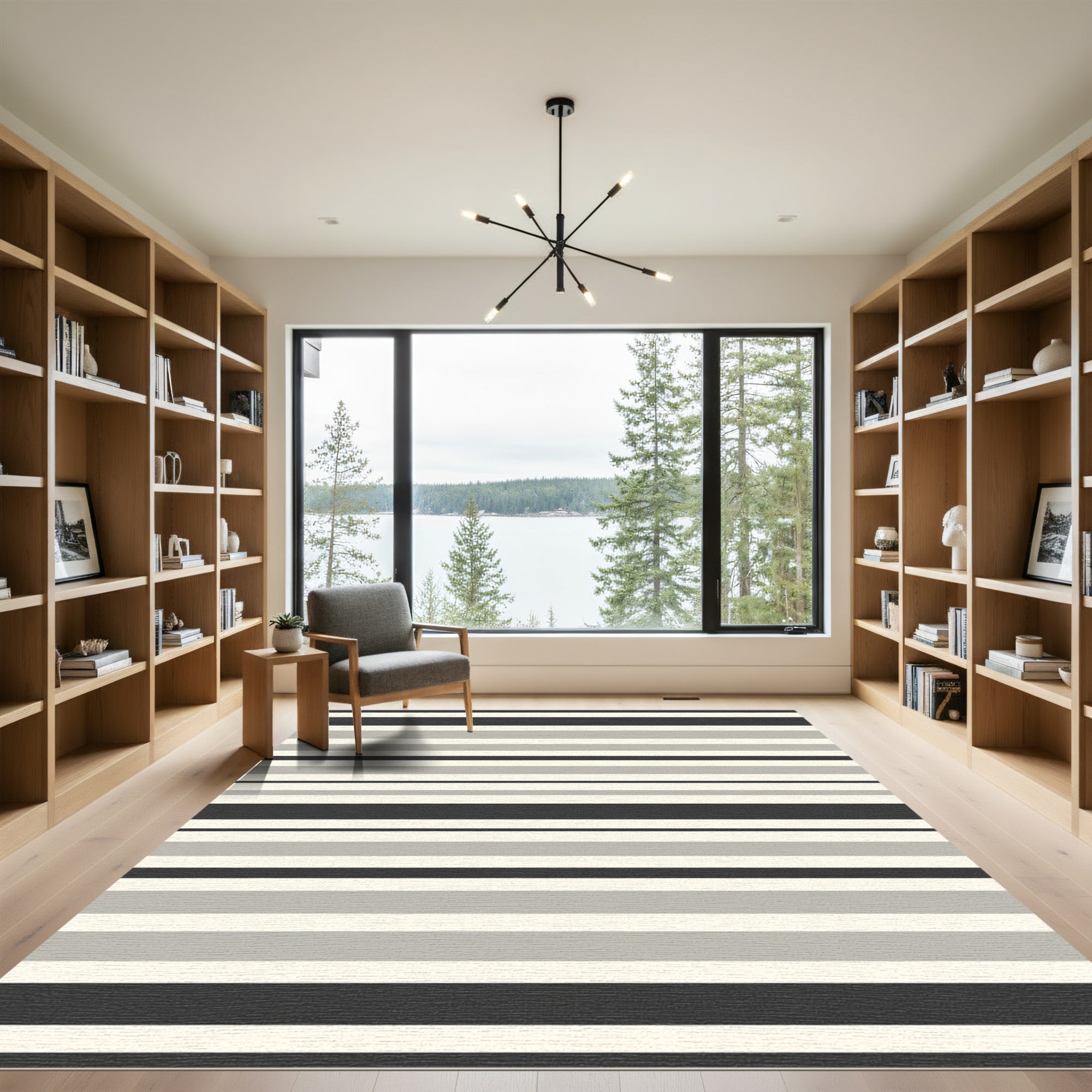 Subtle Shadowed Gray Stripe Arrangement Rug