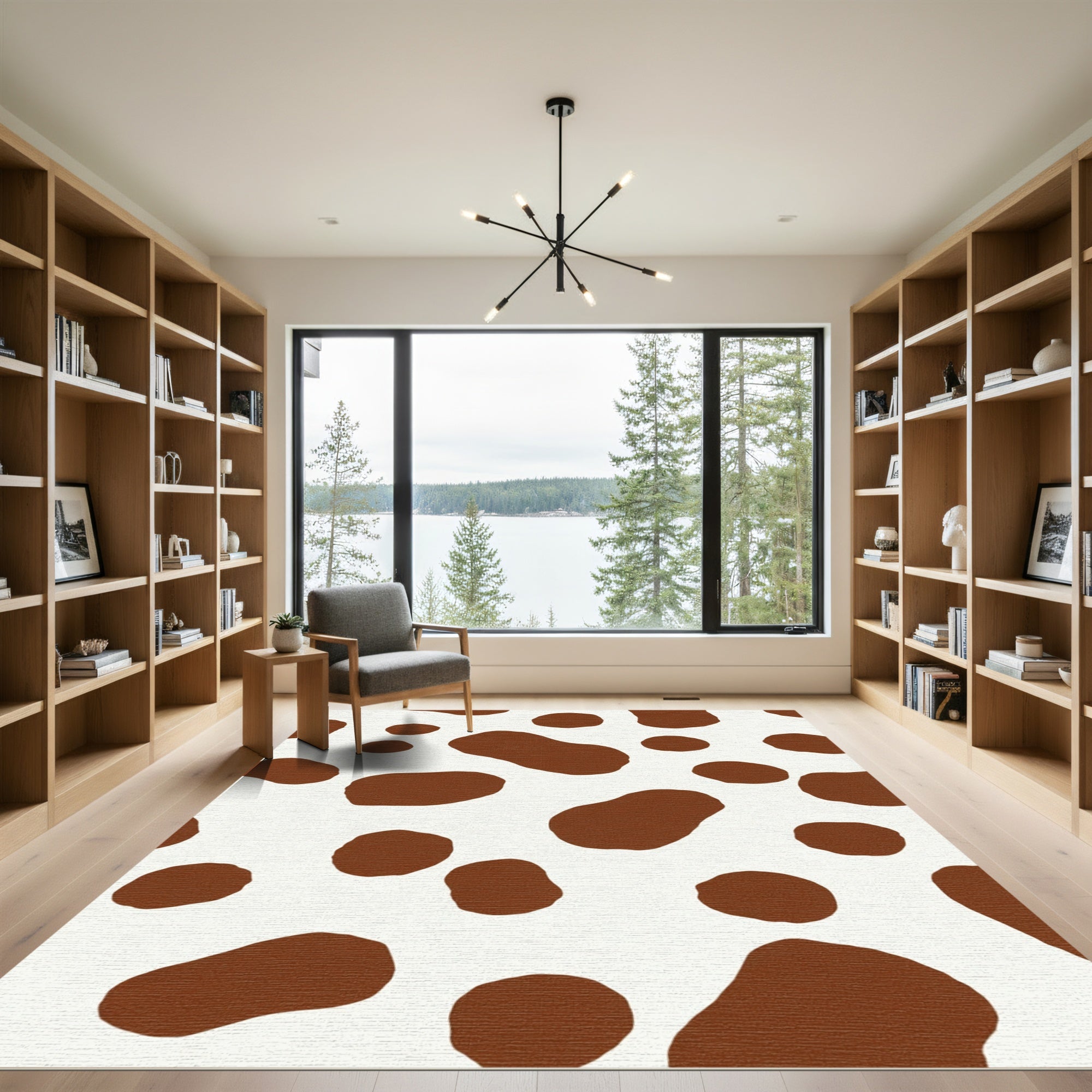 Brown White Spotted Herd Composition Rug