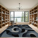 Dark Gray Abstract Interlocking Loops Rug