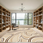 Neutral Swirl Lines Abstract Rug