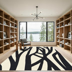Bold Black Abstract Wavy Lines Rug