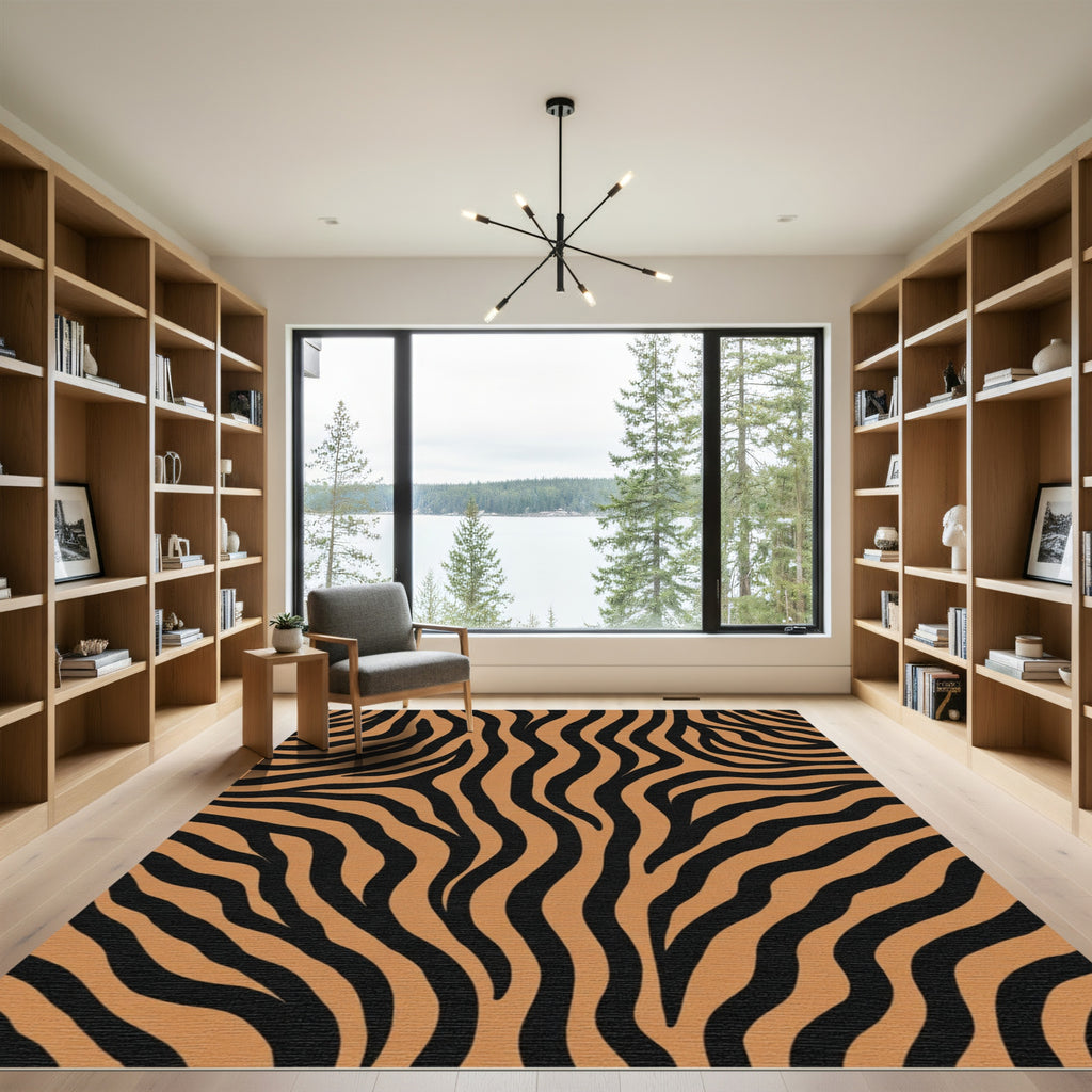 Bold Amber Black Animal Print Rug