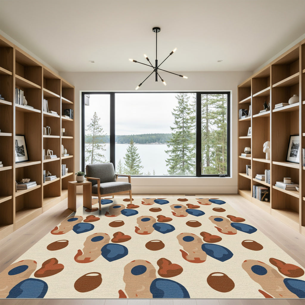 Abstract Earth Tones Organic Shapes Rug