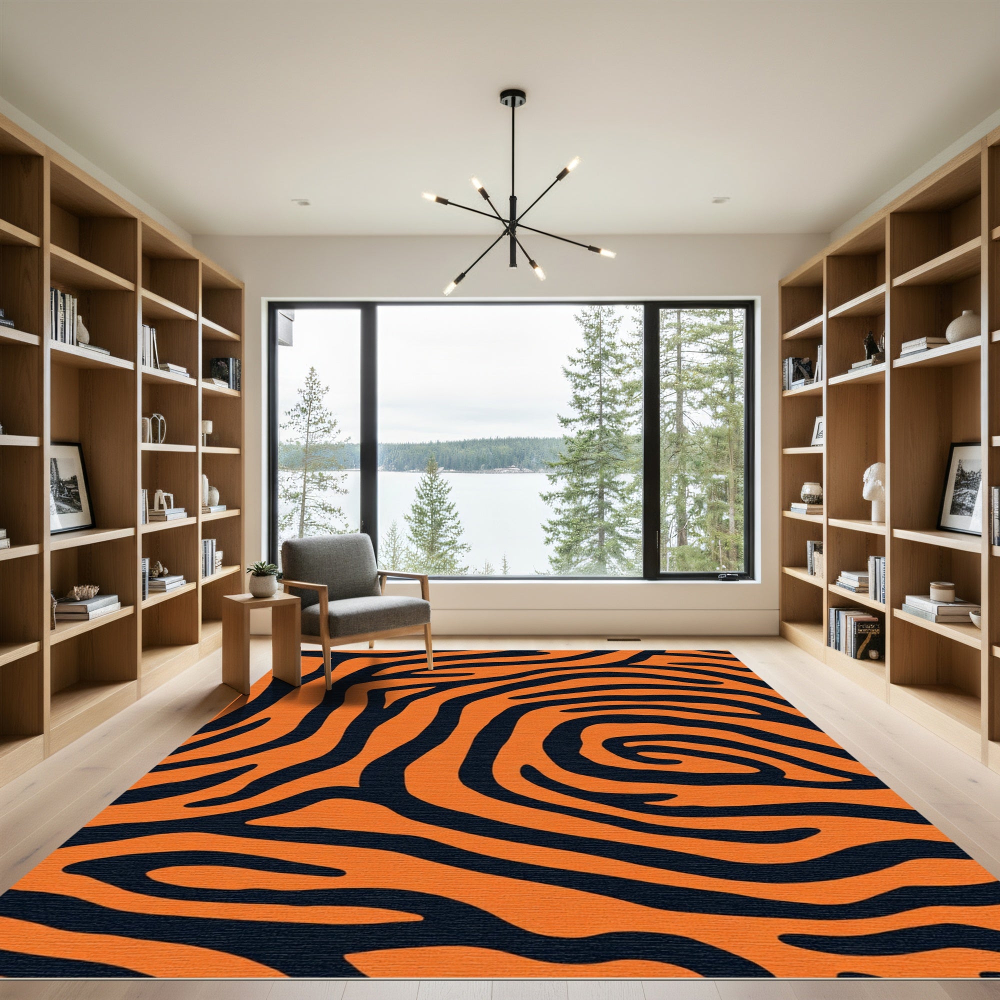 Bold Orange Black Zebra Stripes Rug