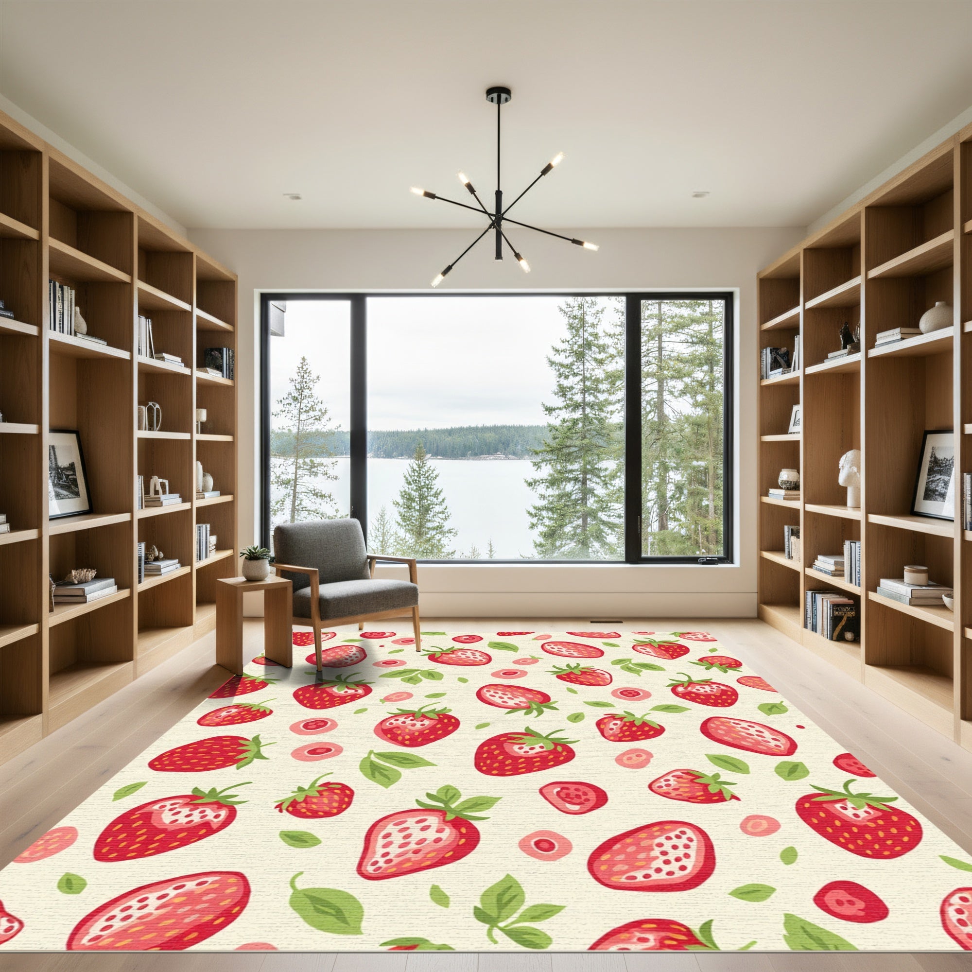 Summer Strawberry Patch Fruit Garden Rug