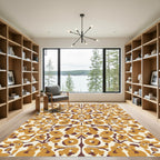 Golden Brown Floral Symmetry Rug