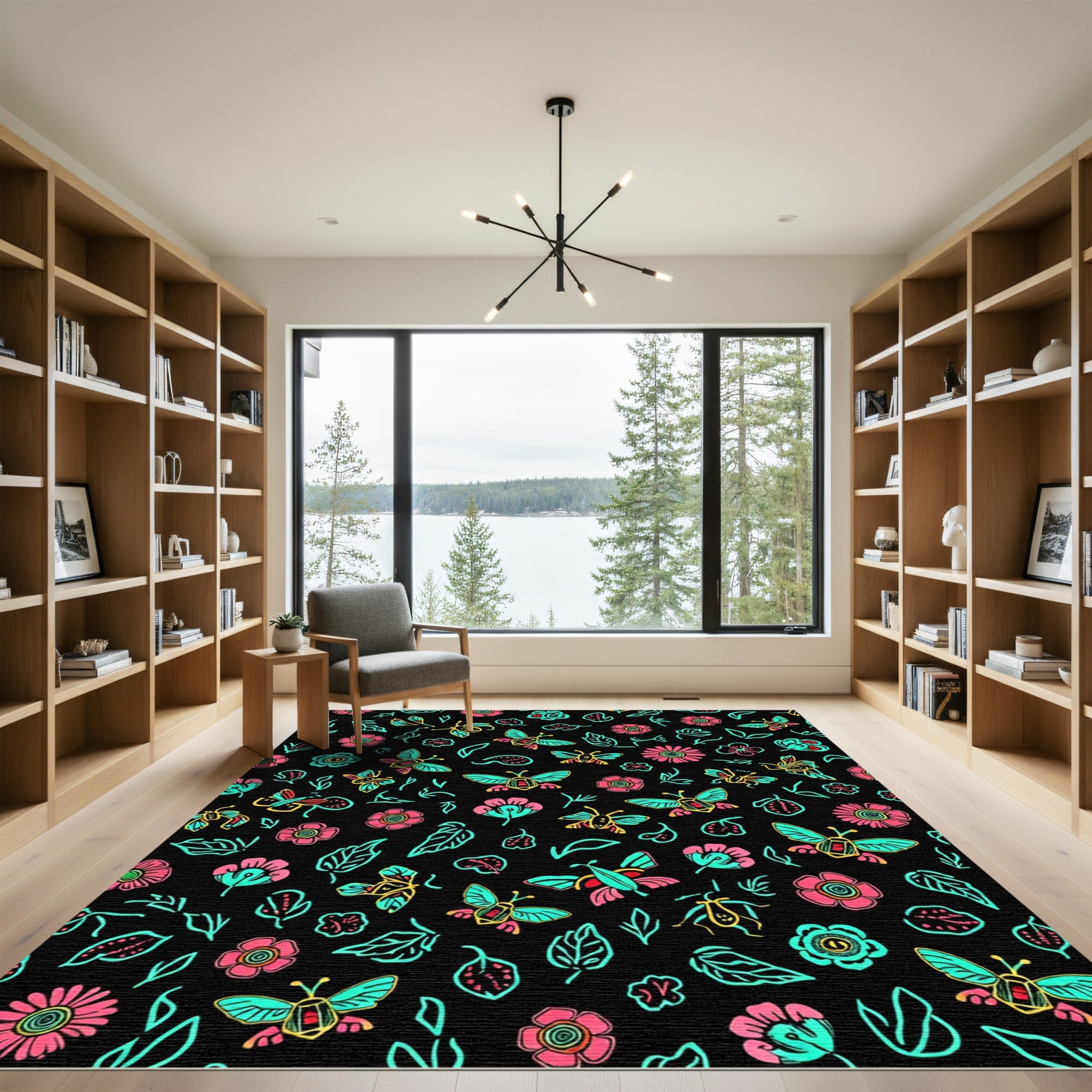 Whimsical Neo-Moth Garden Medley Rug