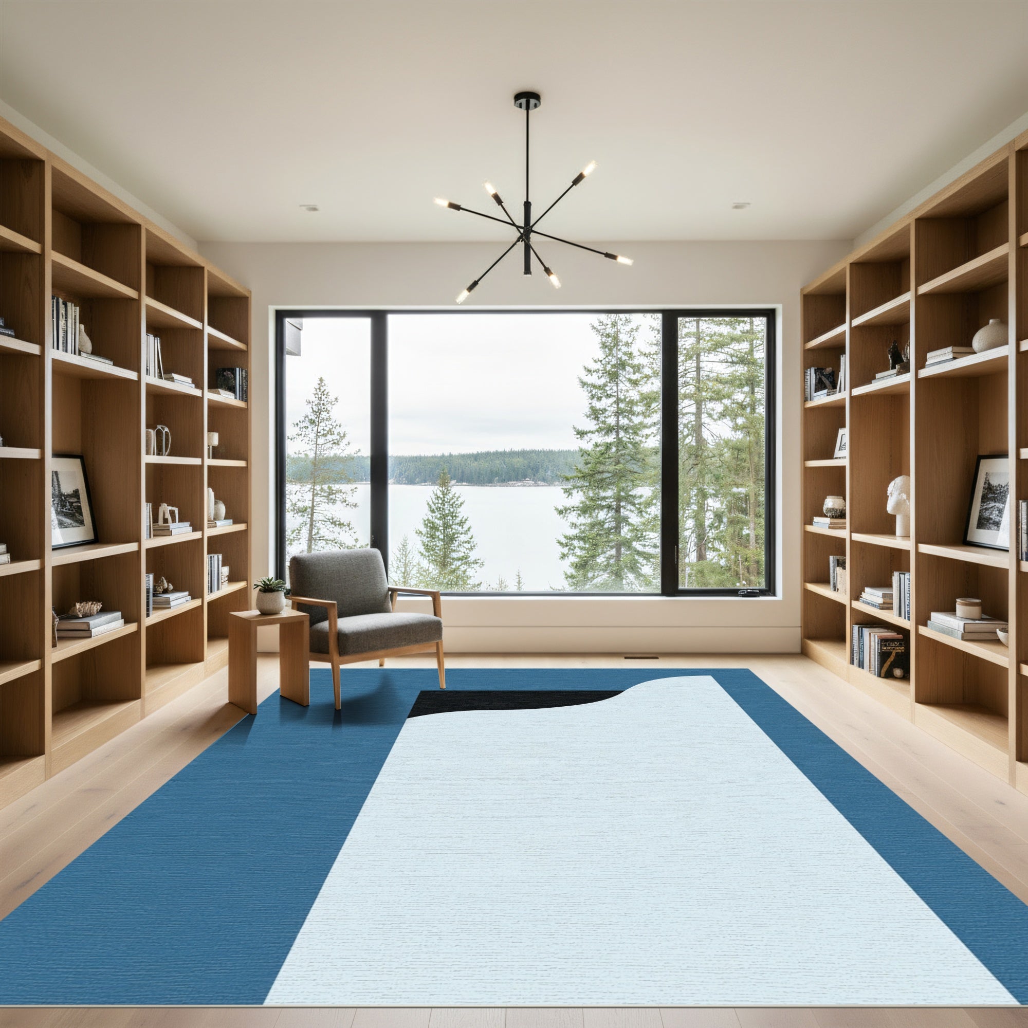 Indigo Sky White Cloud Form Rug