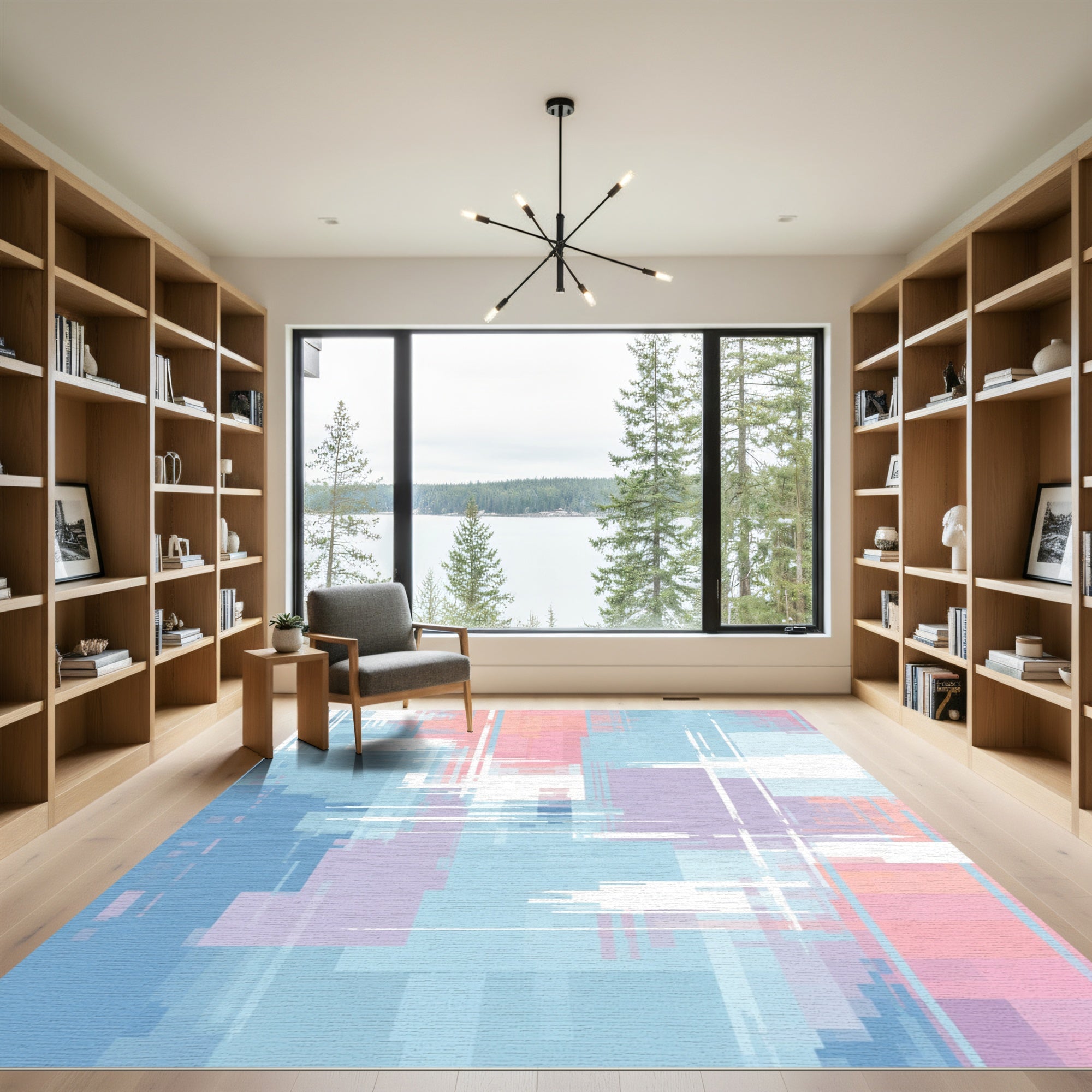 Soft Hues Abstract Pixelated Overlay Rug