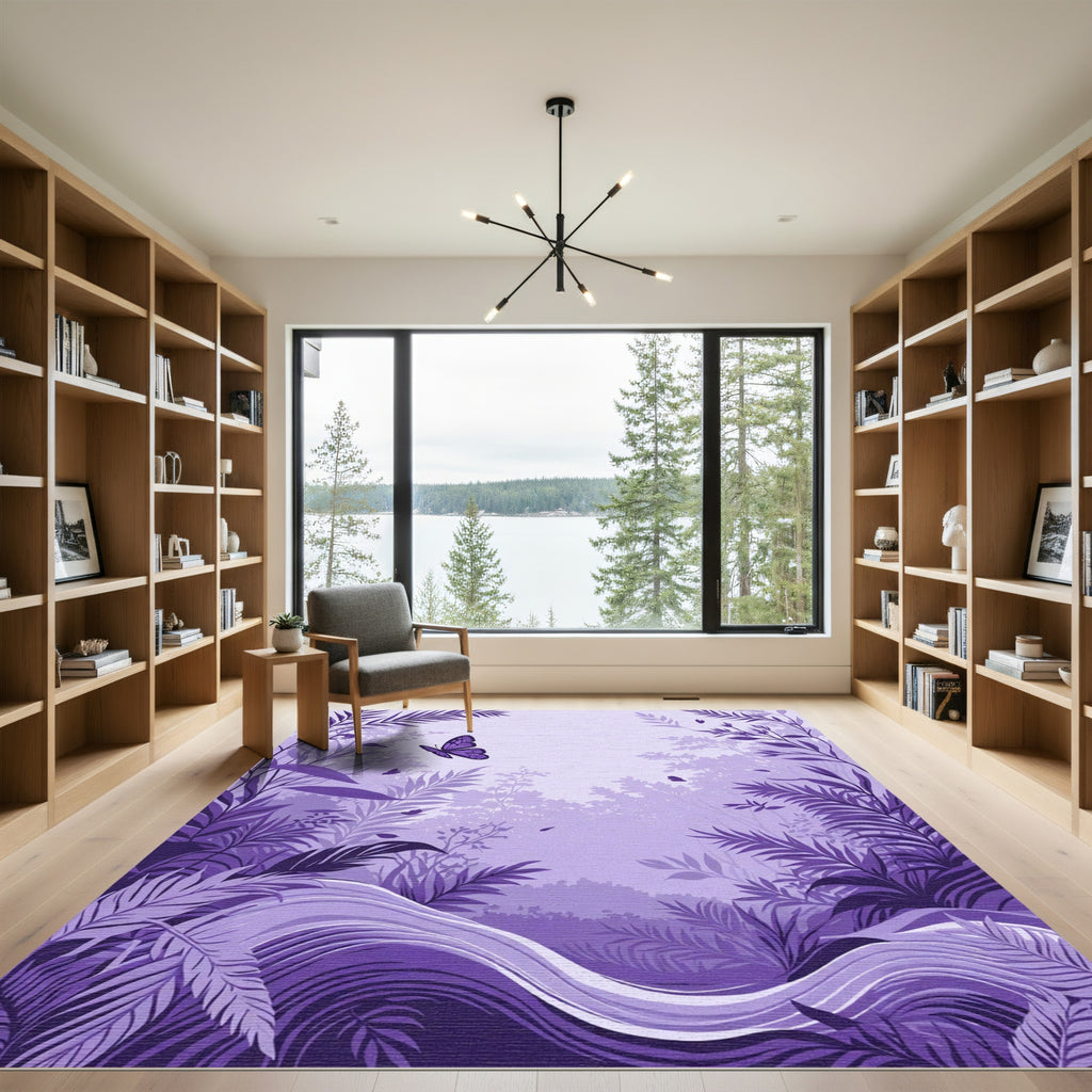 Purple Butterfly Tropical Forest Rug