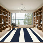 Classic Navy Cream Vertical Stripes Rug