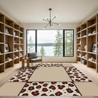 Bold Red Leopard Spots Border Rug