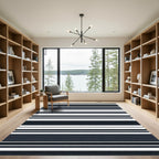 Sophisticated Charcoal Stripe Sequence Rug