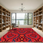 Bold Crimson Abstract Organic Swirls Rug
