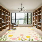 Soft Yellow Pink Floral Garden Rug